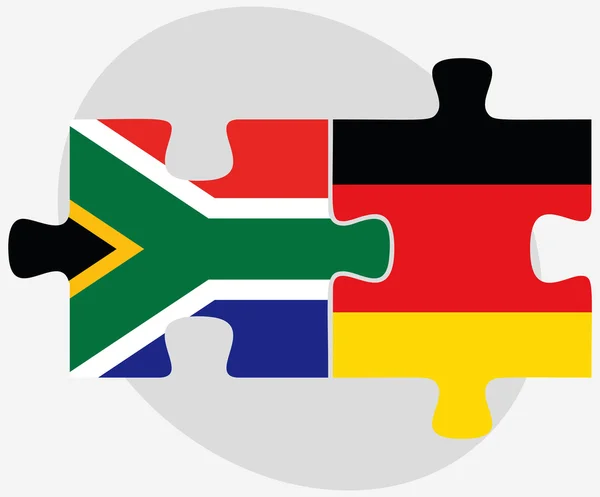 Südafrika und Deutschland Flaggen in Puzzle — Stockvektor