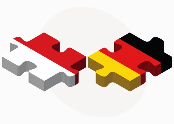 Indonesia and Germany Flags in puzzle — Stock Vector