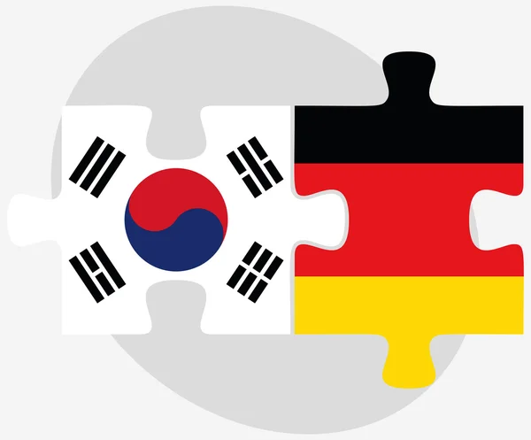 Zuid-Korea en Duitsland vlaggen in puzzel — Stockvector