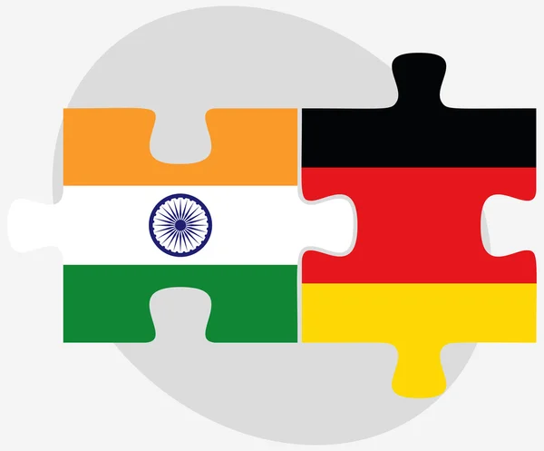 India en Duitsland vlaggen in puzzel — Stockvector