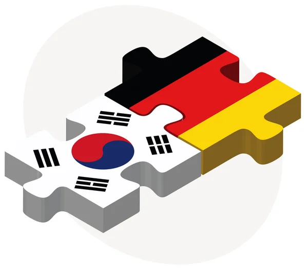 South Korea and Germany Flags in puzzle — Stock Vector