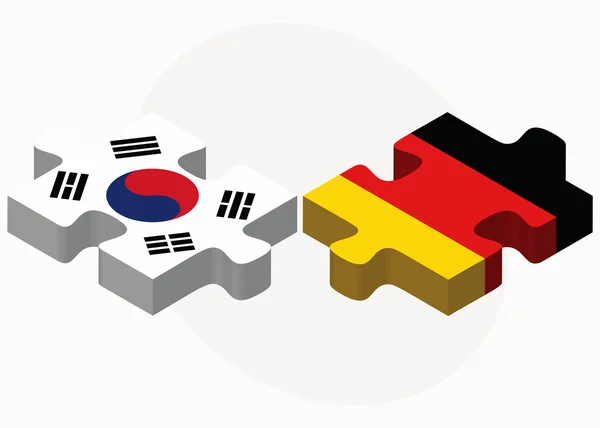 South Korea and Germany Flags in puzzle — Stock Vector