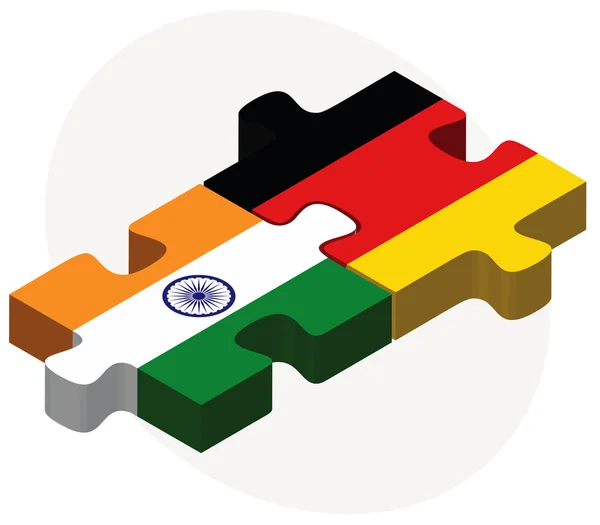 Banderas de India y Alemania en rompecabezas — Vector de stock