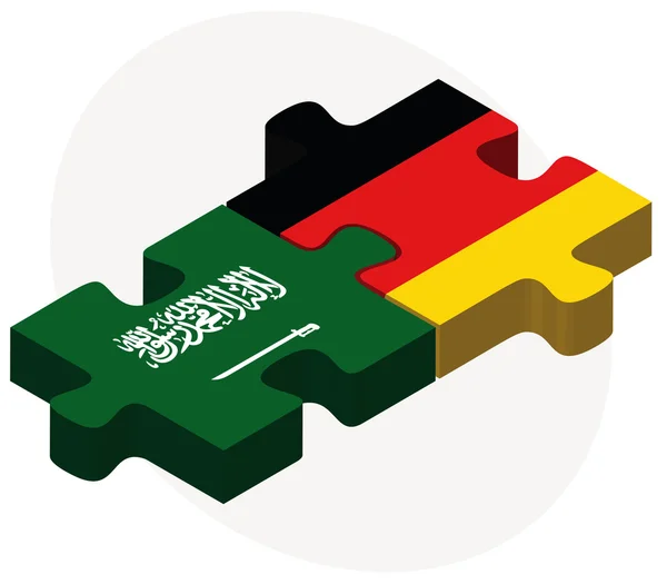 Banderas de Arabia Saudita y Alemania en rompecabezas — Vector de stock