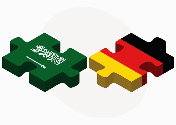 沙特阿拉伯和德国国旗在拼图 — 图库矢量图片