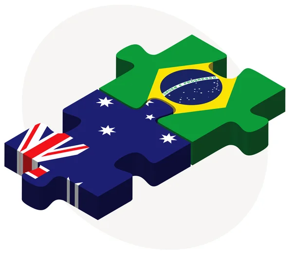 Australia and Brazil Flags in puzzle — Stock Vector
