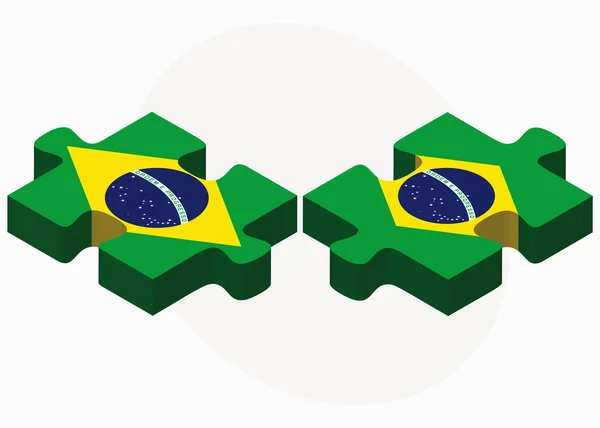 Brasilien und Brasilien Flaggen in Puzzle — Stockvektor