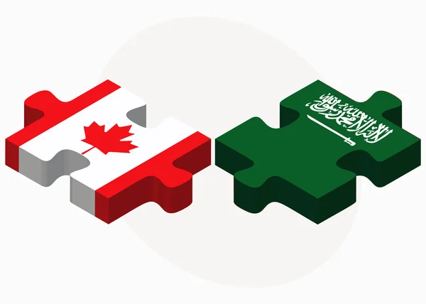 Kanada a Saúdská Arábie vlajky v puzzle — Stockový vektor
