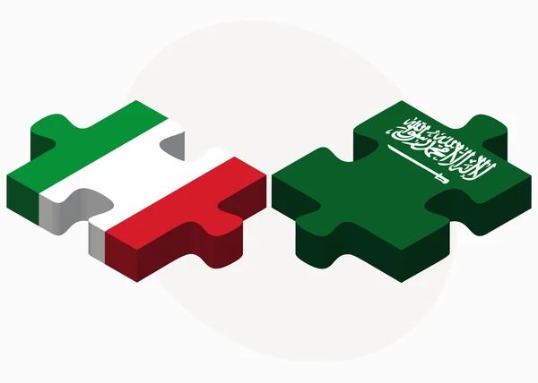 Italië en Saoedi-Arabië vlaggen in puzzel — Stockvector