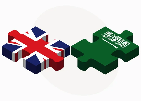 联合王国和沙特阿拉伯国旗在拼图 — 图库矢量图片