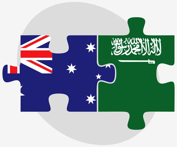 澳大利亚和沙特阿拉伯国旗在拼图 — 图库矢量图片