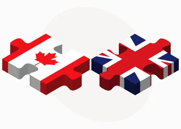 Banderas de Canadá y Reino Unido en puzzle — Archivo Imágenes Vectoriales