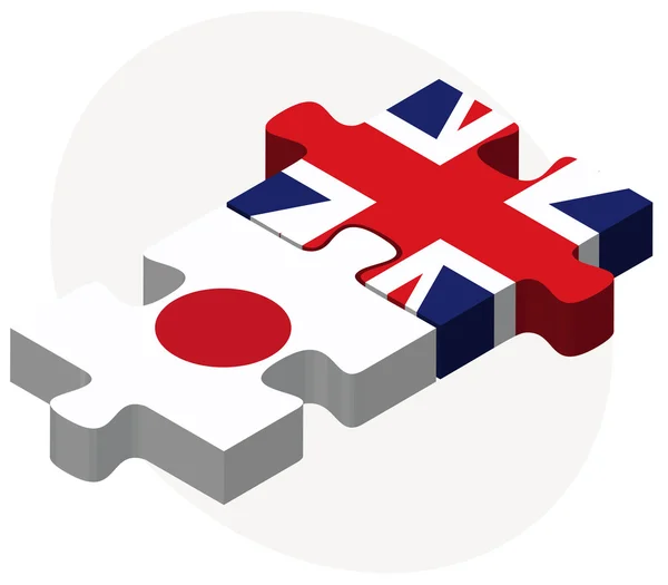 Japonsko a Velká Británie příznaků v rozpacích izolované na bílém pozadí — Stockový vektor