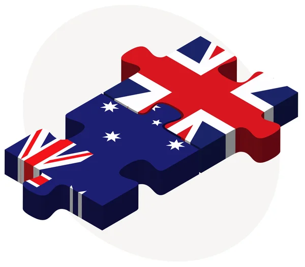 Australia e Regno Unito Bandiere nel puzzle — Vettoriale Stock