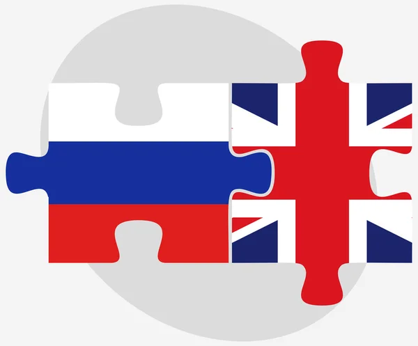 Ruská federace a Spojené království vlajky v puzzle — Stockový vektor