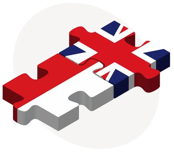 Indonésie et Royaume-Uni Drapeaux en puzzle — Image vectorielle