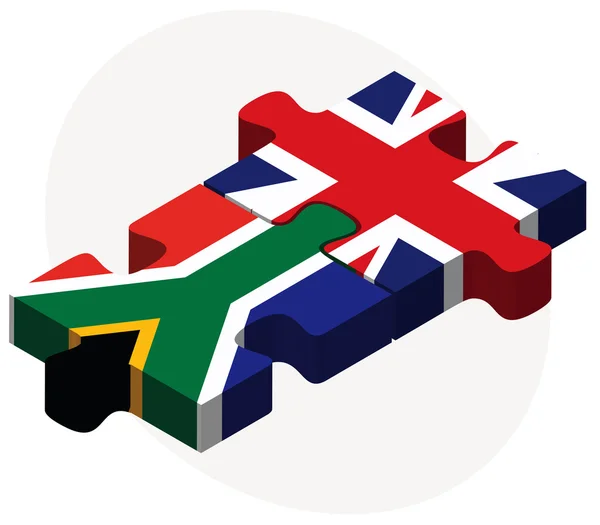 Νότια Αφρική και το Ηνωμένο Βασίλειο σημαίες σε παζλ — Διανυσματικό Αρχείο