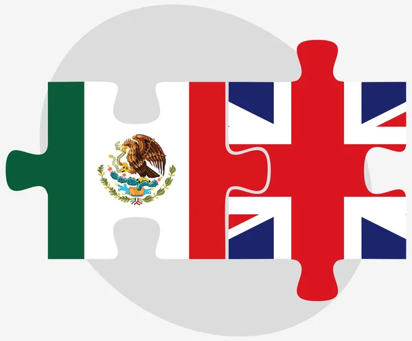 Banderas de México y Reino Unido en puzzle — Archivo Imágenes Vectoriales