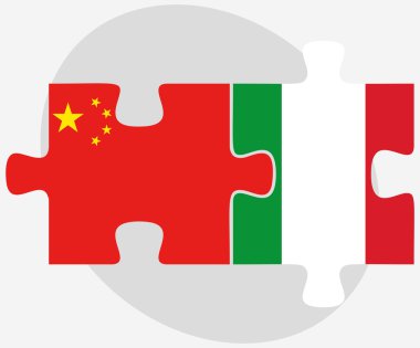 Çin ve İtalya bayrakları izole bulmaca