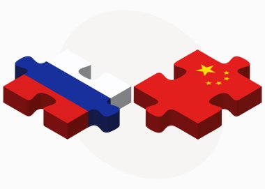 Rusya Federasyonu ve Çin bayrakları bulmaca 