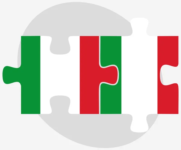 Banderas de Italia e Italia en puzzle — Archivo Imágenes Vectoriales
