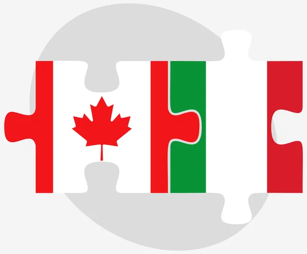 Banderas de Canadá e Italia en puzzle — Vector de stock