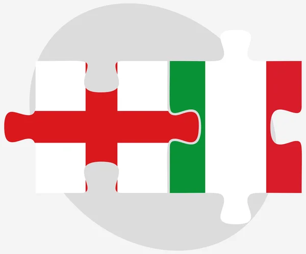 Banderas de Inglaterra e Italia en puzzle — Vector de stock