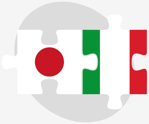 Giappone e Italia Bandiere in puzzle — Vettoriale Stock