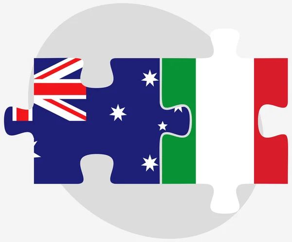 Australië en Italië vlaggen in puzzel — Stockvector