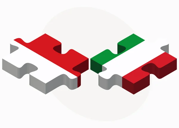 Indonésie a vlajek Itálie v puzzle — Stockový vektor