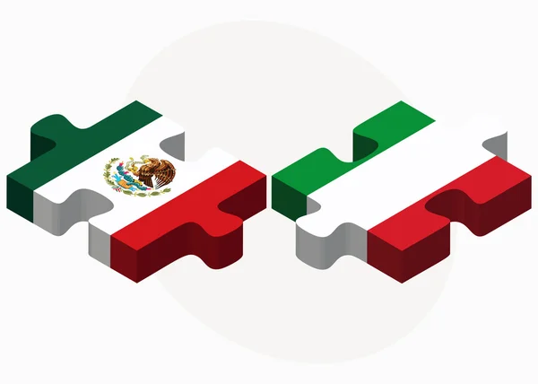 Mexico and Italy Flags in puzzle — Stock Vector