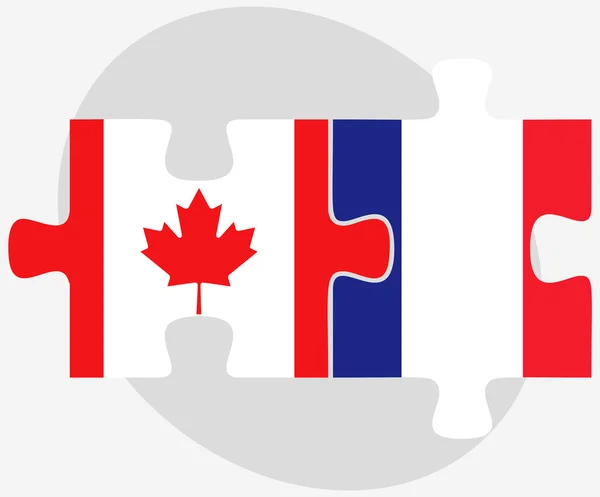 Canada en Frankrijk vlaggen in puzzel — Stockvector