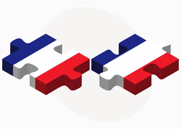 Frankrijk en Frankrijk vlaggen in puzzel — Stockvector