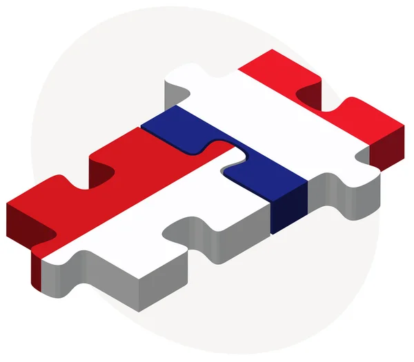 Indonésie et France Drapeaux en puzzle — Image vectorielle