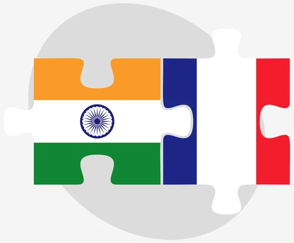 印度和法国国旗在拼图 — 图库矢量图片