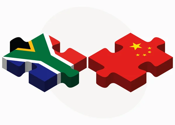 Etelä-Afrikka ja Kiina liput palapelissä — vektorikuva