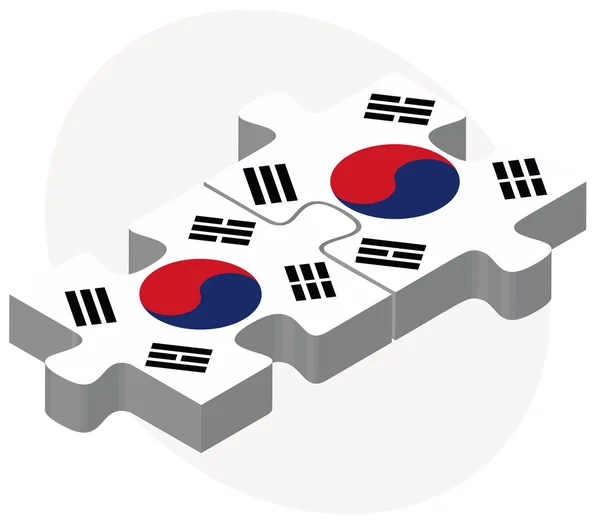 Corea del Sud e Corea del Sud Bandiere in puzzle — Vettoriale Stock