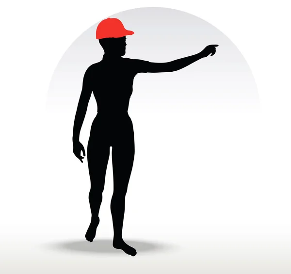 Pizza ragazza silhouette con un cappello rosso — Vettoriale Stock