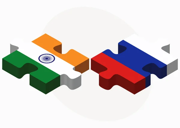 India en de Russische Federatie in puzzel — Stockvector