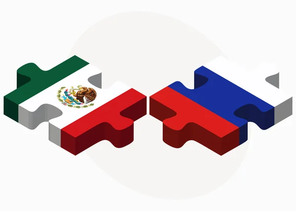 Mexico and Russian Federation in puzzle — Stock Vector