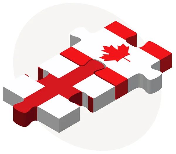 Banderas de Inglaterra y Canadá en puzzle — Vector de stock