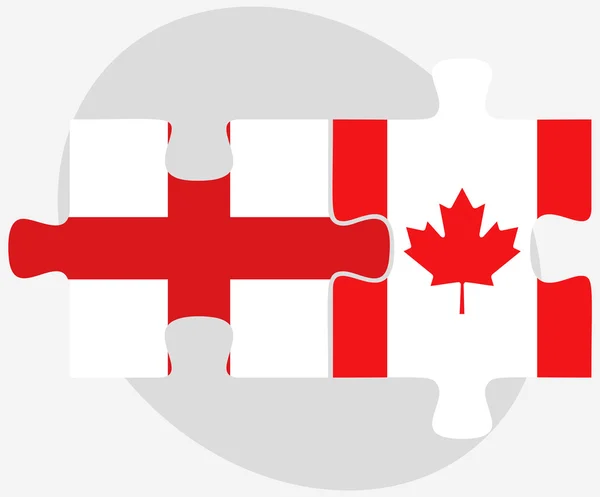 England und Kanada Flaggen in Puzzle — Stockvektor