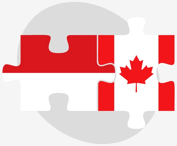 Indonesië en Canada vlaggen in puzzel — Stockvector