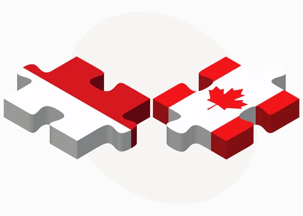 Indonesië en Canada vlaggen in puzzel — Stockvector