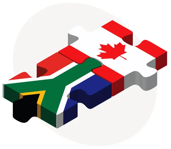 Afrique du Sud et Canada Drapeaux en puzzle — Image vectorielle