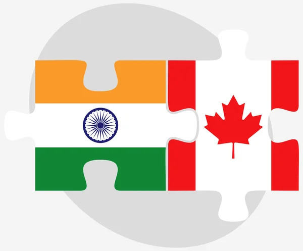 India en Canada vlaggen in puzzel — Stockvector