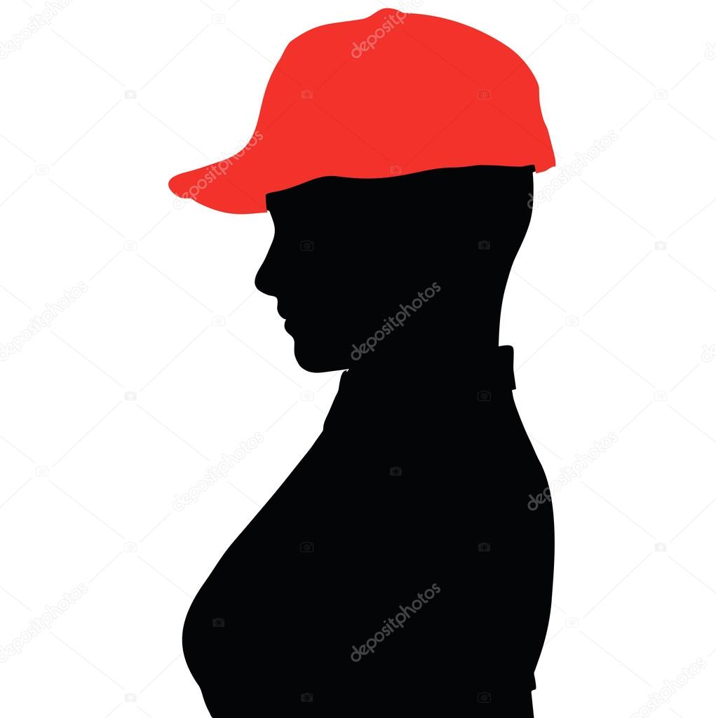 pizza girl silhouette with a red hat