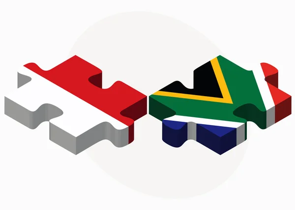 Indonezji i Republiki Południowej Afryki flagi w puzzle — Wektor stockowy