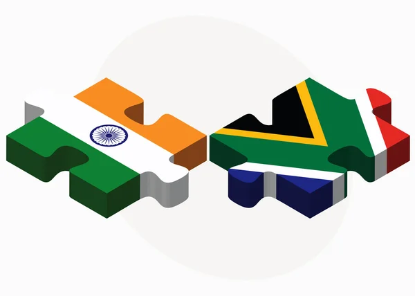 India and South Africa Flags in puzzle — Stock Vector