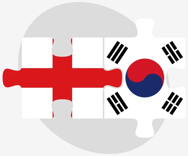 Angleterre et Corée du Sud Drapeaux en puzzle — Image vectorielle
